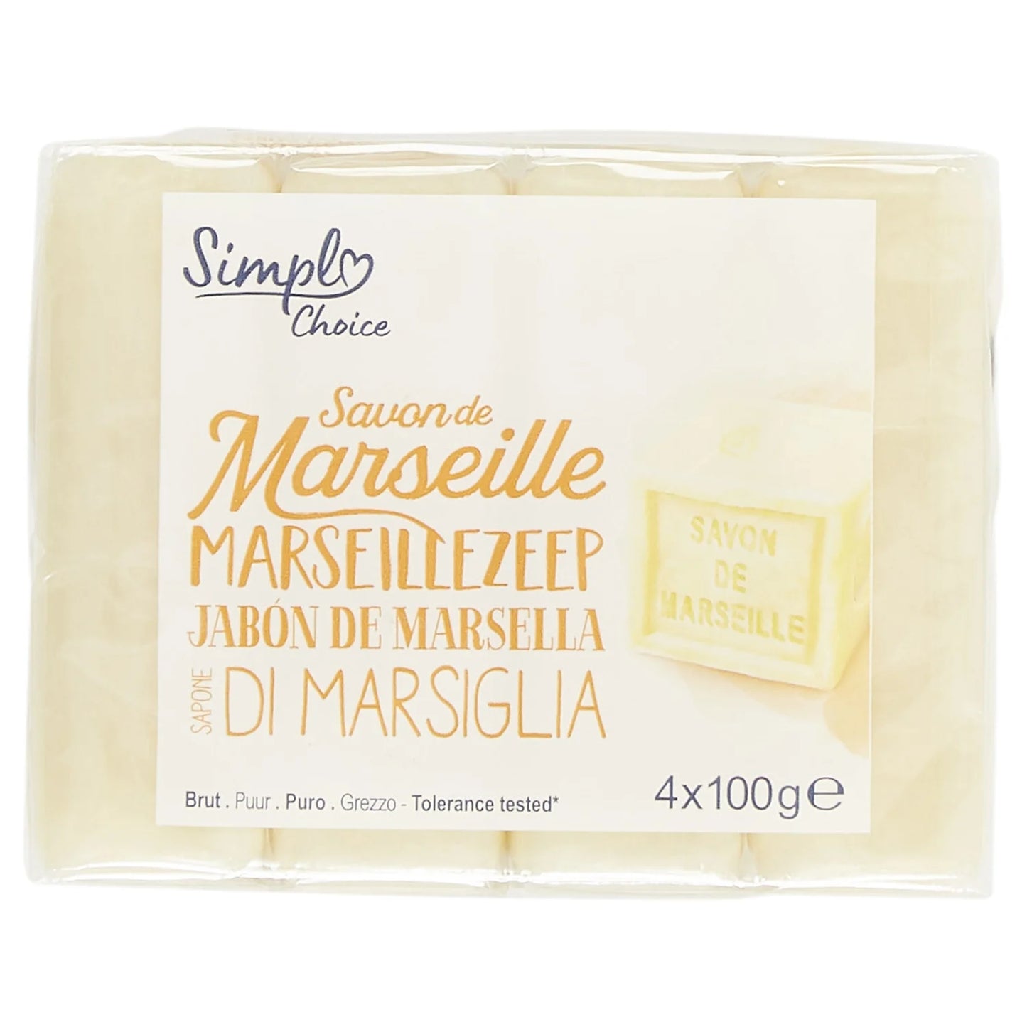 Savon Solide De Marseille Brut SIMPL les 4 savons de 100g