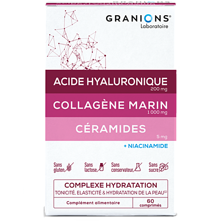 Granions Complexe Hydratation Tonicité - Élasticité & Hydratation de la Peau - 60 Comprimés