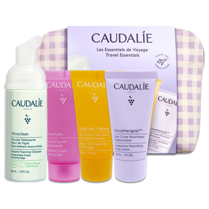 CAUDALIE LES ESSENTIELS DE VOYAGE TROUSSE + 4 SOINS