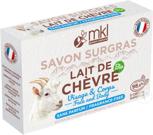 MKL Green Nature Savon Surgras Lait De Chèvre Bio Visage Et Corps Sans Parfum 100g
