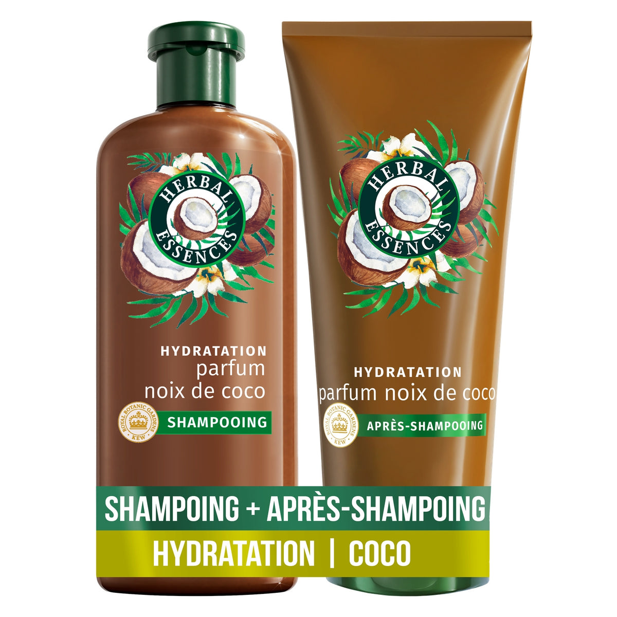 herbal essences shampoing et aprés shampoing hydratation noix de coco