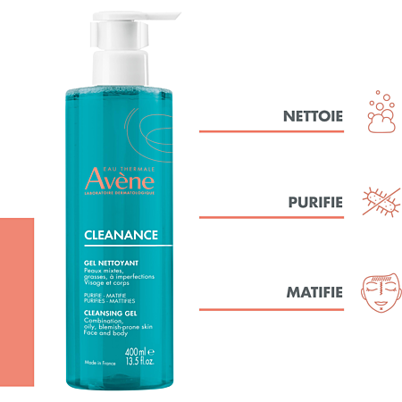 Avène Cleanance Gel Nettoyant Purifiant Matifiant 400 ml