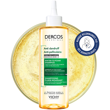 Vichy Dercos Shampoing Fluide Moussant Anti-Pelliculaire Cheveux Bouclés 200ml
