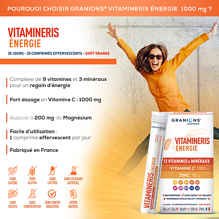 Granions  Vitamineris Énergie 1000mg 30 Comprimés Effervescents