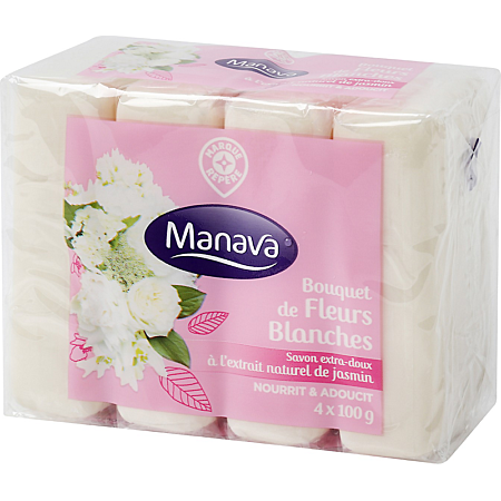 Savon de Toilette Fleurs Blanches - 4 x 100 g - MANAVA