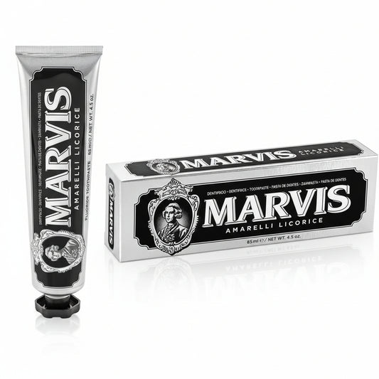 Marvis Dentifrice Amarelli Licorice (tube de 85 ml) – Dentifrice à la réglisse anti-plaque dentaire – Fraîcheur longue durée