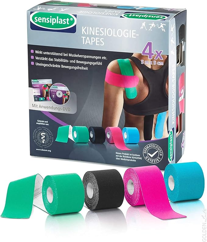 Lot de 4 Rubans de Kinésiologie Sensiplast  4 rouleaux 5 m x 5 cm