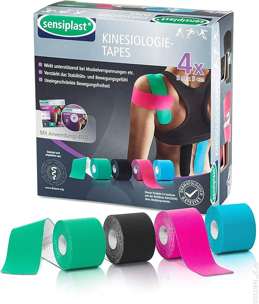 Lot de 4 Rubans de Kinésiologie Sensiplast  4 rouleaux 5 m x 5 cm
