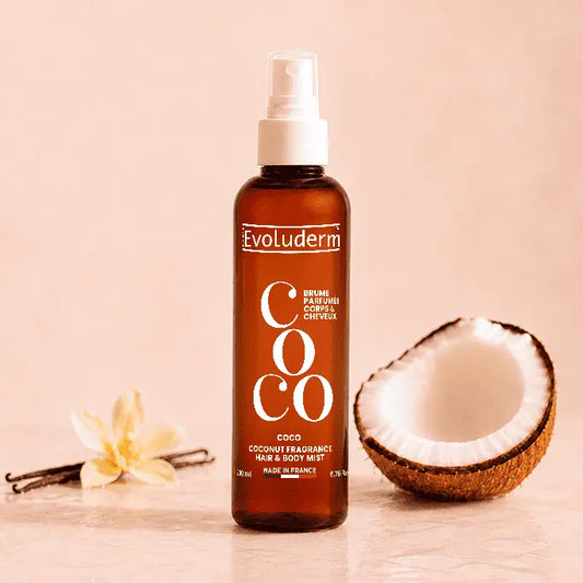 brume parfumée corps et cheveux evoluderm coco
