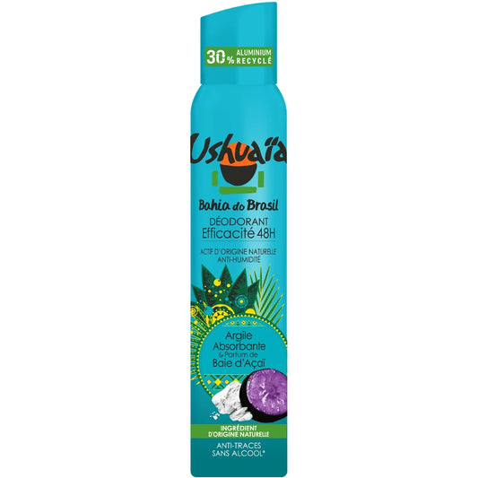 Ushuaïa Déodorant spray Efficacité 48h Argile Absorbante Baie D’açaï 250ML