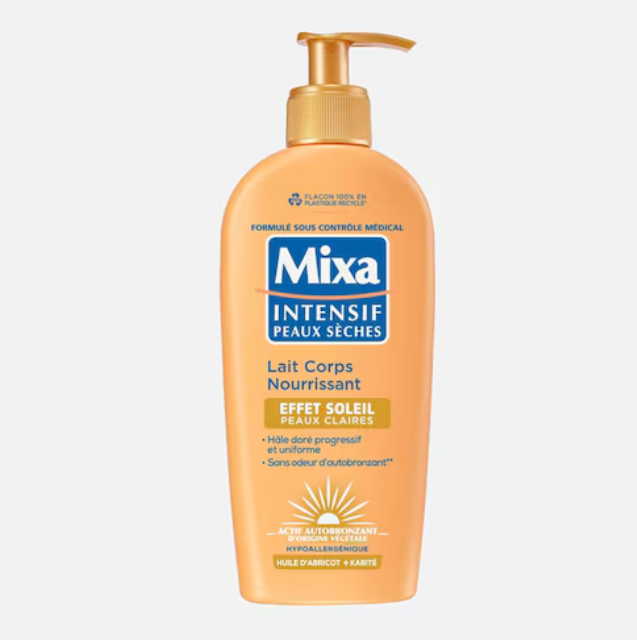 Mixa Lait pour le corps Nourrissant Effet Soleil - Peaux Claires 250ml