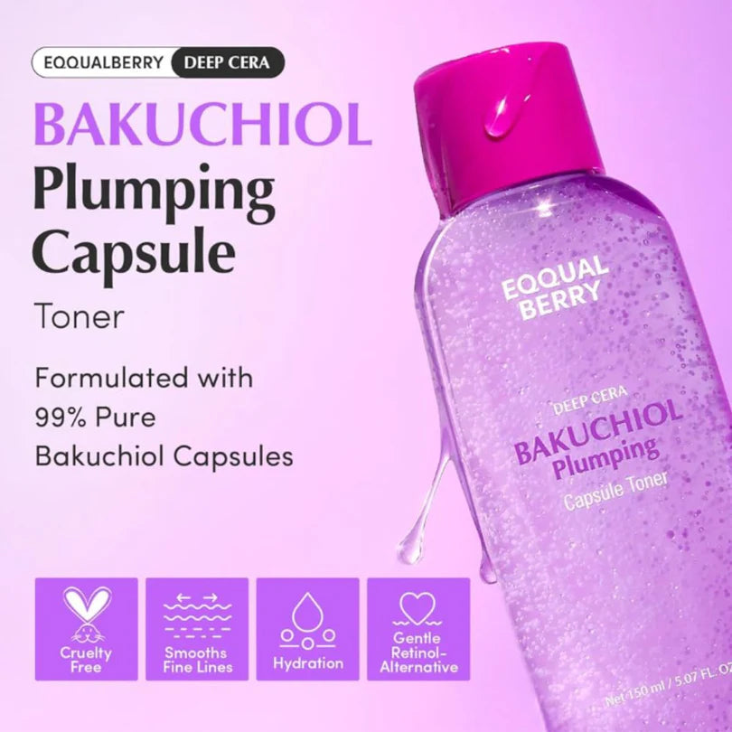 EQQUALBERRY - Lotion tonique repulpante en capsules de bakuchiol - 150ml