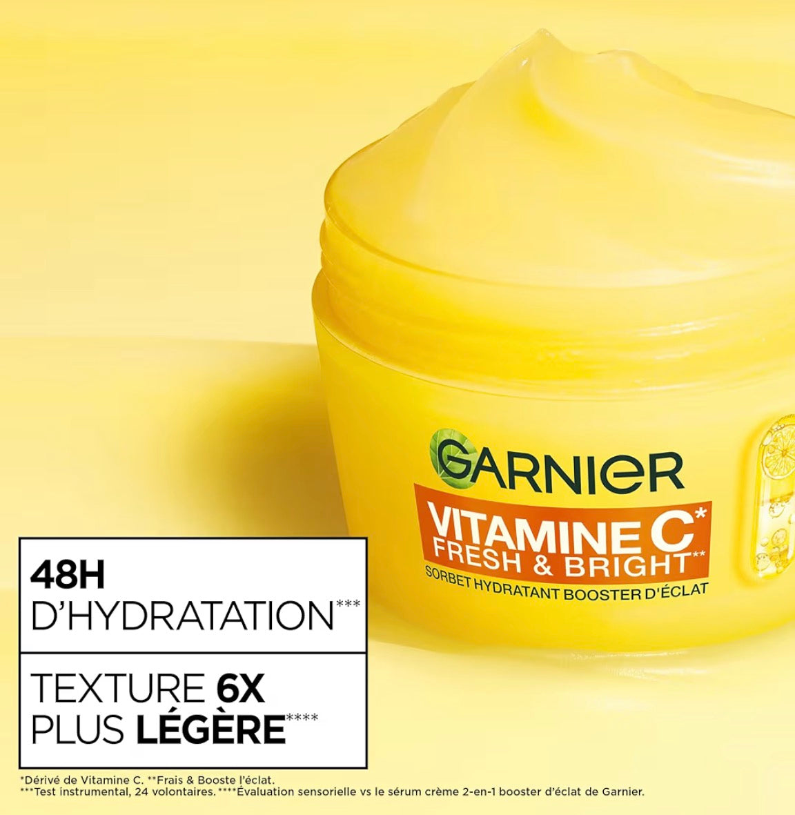 GARNIER - SkinActive Vitamine C - Crème Sorbet Hydratante Boost d'Eclat Fresh et Bright - Crème Hydratante et Anti-Taches - Unifie et Illumine le Teint - Tous Types de Peaux - 85 ml