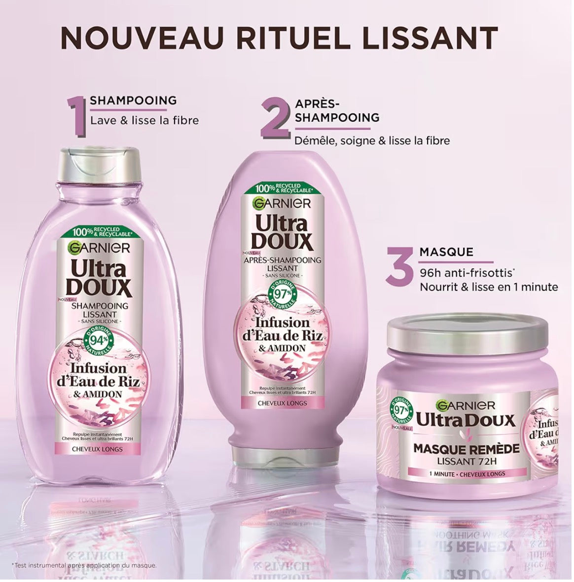 Ultra Doux - Coffret Routine Lissante Douceur & Brillance - À l’Infusion d’Eau de Riz 3 pcs