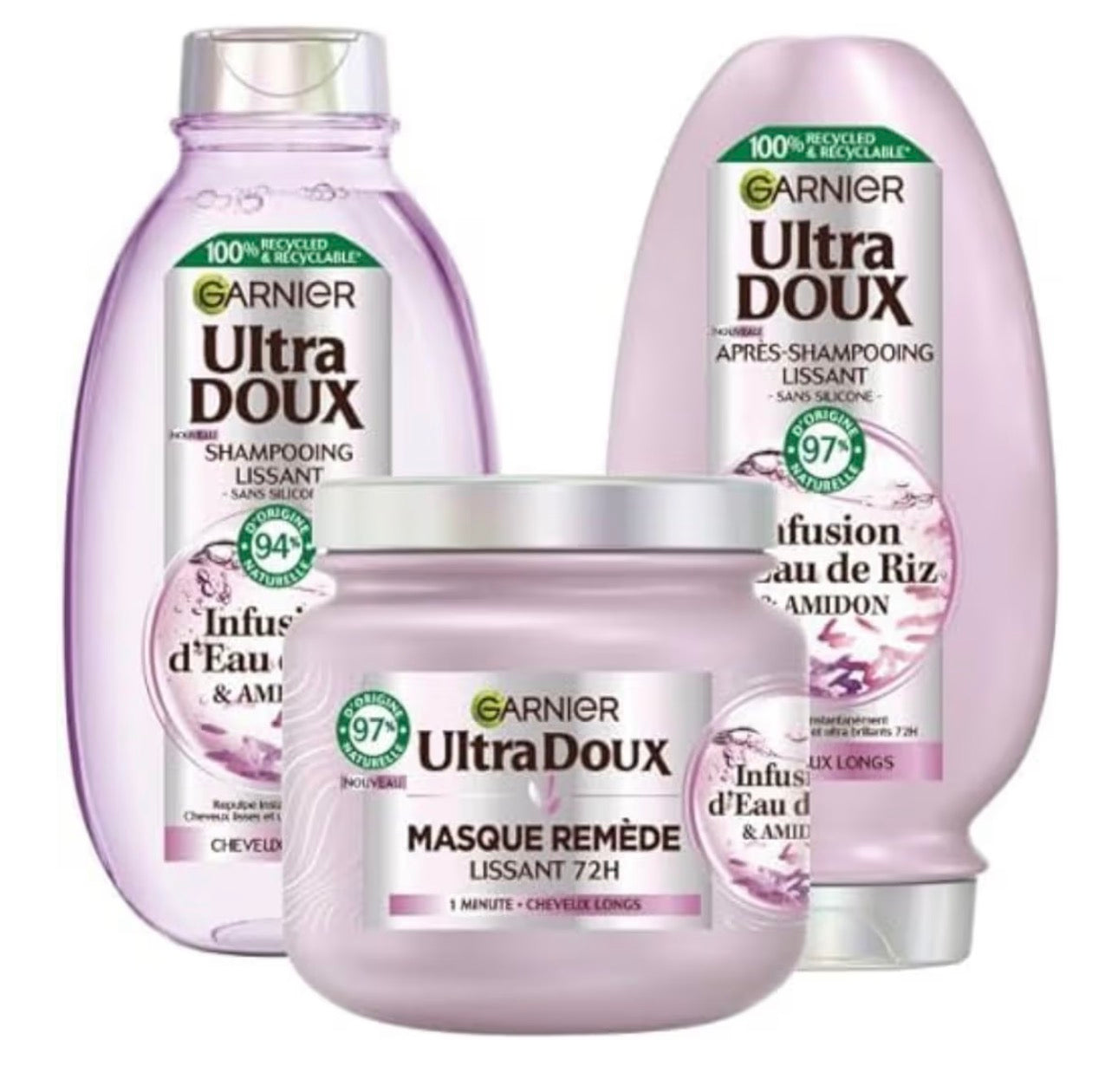 Ultra Doux - Coffret Routine Lissante Douceur & Brillance - À l’Infusion d’Eau de Riz 3 pcs