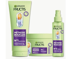 Garnier Fructis Méthode Riccioli Routine Shampooing, Masque, Spray Hydratant à l'Acide Hyaluronique et Âne de Karité