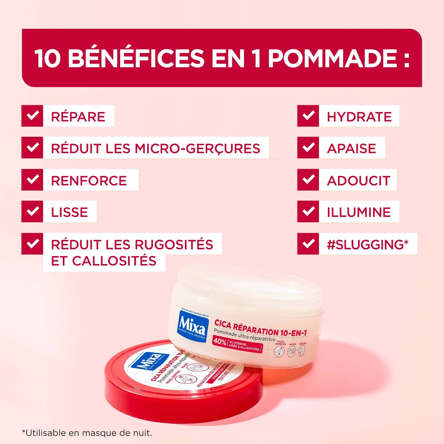 MIXA Pommade Ultra-Réparatrice Cica Réparation 10-en-1 150ml