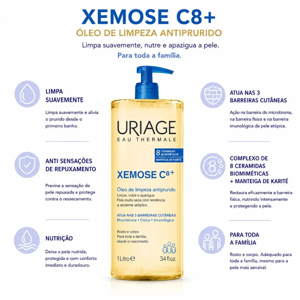 uriage xemose c8+ huile lavante anti grattage 1l