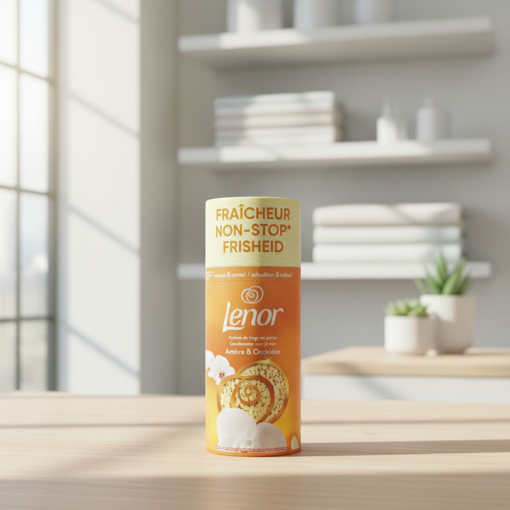 lenor parfum de linge en perles ambre et orchidée