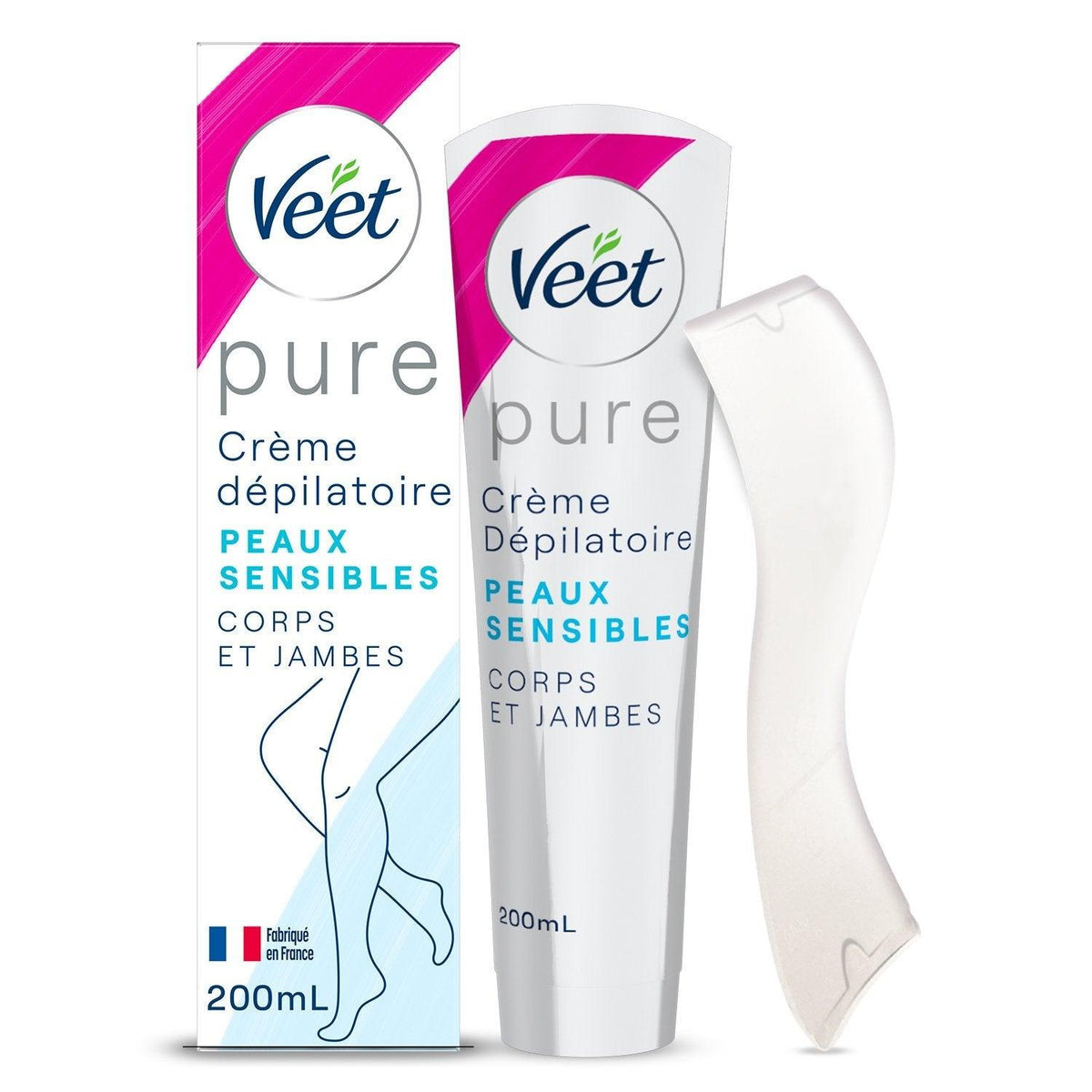 créme dépilatoire Veet pure pour peaux sensibles corp et jambes 200ml