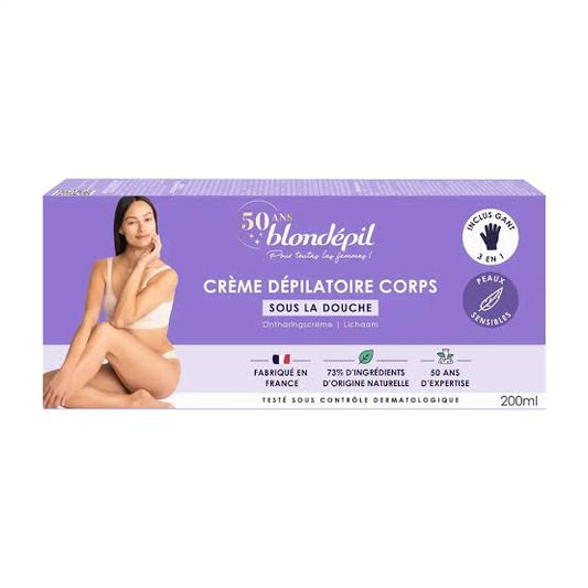 Crème Dépilatoire Blondépil Corps Sous la Douche – Peaux Sensibles – 200 ml 2 pcs