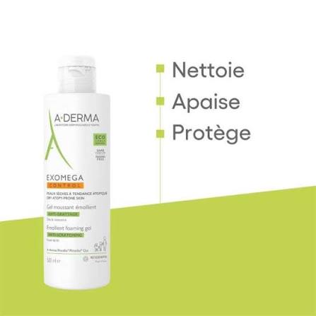 aderma exomega control gel moussant emollient anti grattage 500ml