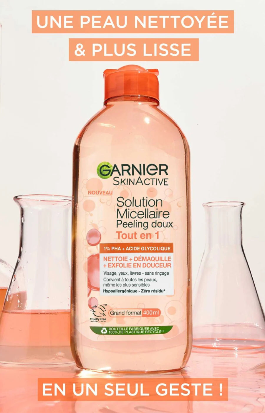 Garnier  Eau micellaire exfoliante - SkinActive - Vitamine C & acide glycolique - Visage 400ml