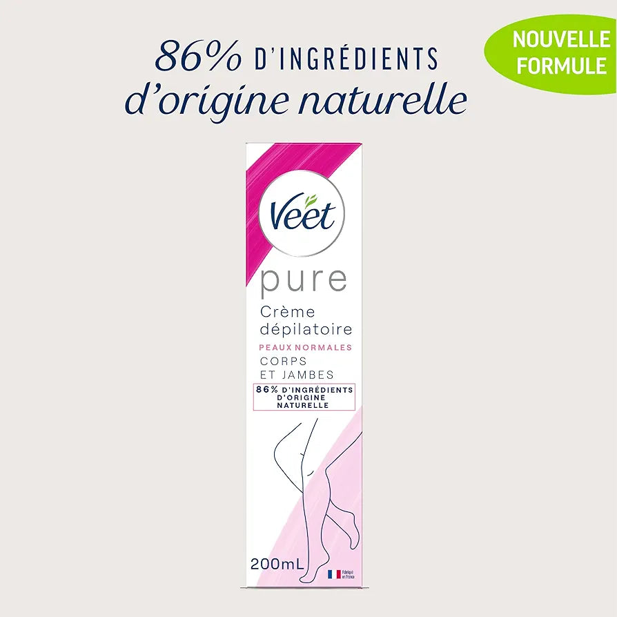 créme dépilatoire Veet pure pour peaux normales corp et jambes 200ml
