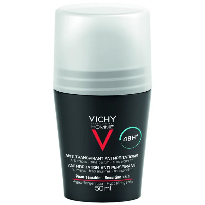 Vichy HOMME - Déodorant Anti-transpirant Anti-irritations 48h - Bille, 50ml